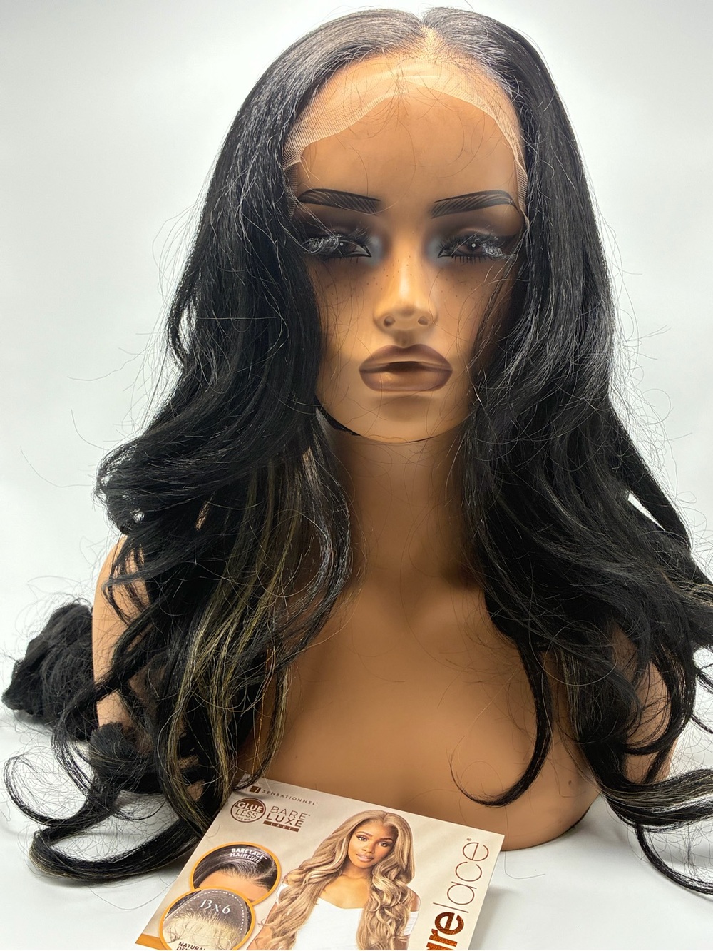 Black Long Wavy Lace Front Wig - Women Hair.  Synthetic